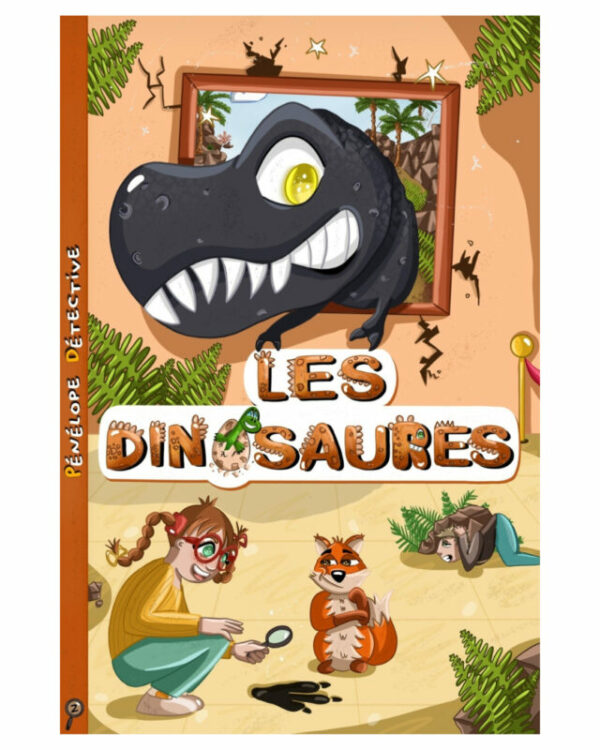 couverture du livre Penelope Detective "les dinosaures" avec un T rex